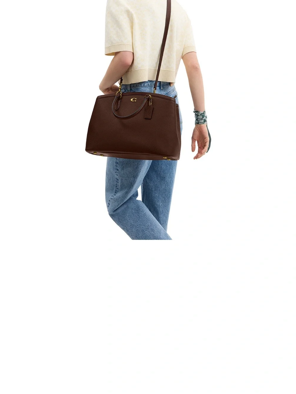 Coach Dark Brown Pebbled Leather Satchel with Shoulder Strap - Picture 4 of 8